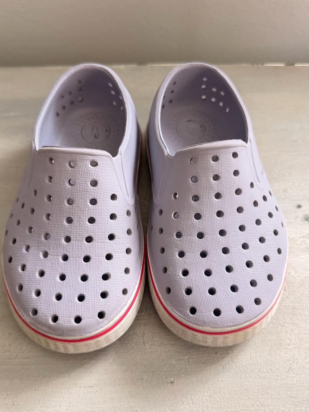Kids Slip-On Ventilated Shoes in Light Purple with Pink Trim